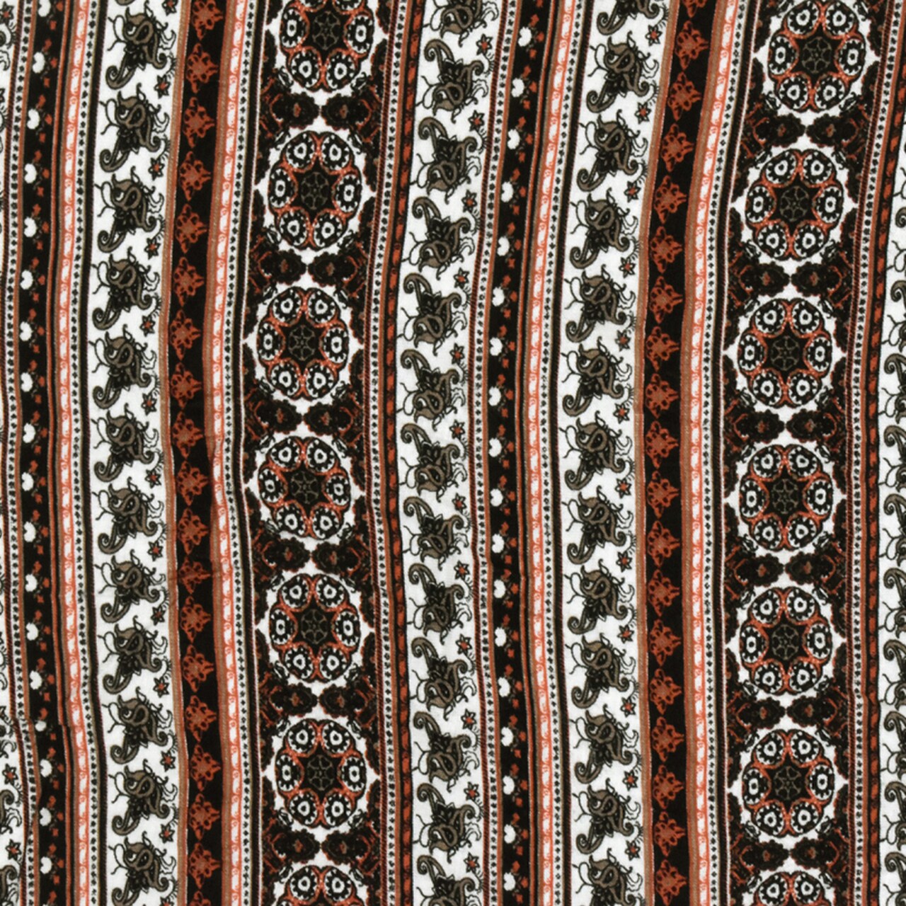 White-Orange-Multi Moroccan Stripe Printed Rayon Stretch Jersey Knit Fabric By the Yard